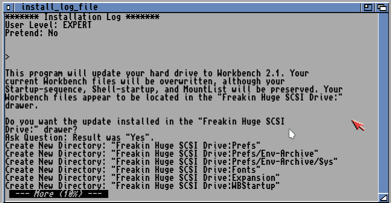 Workbench 2.1 installation log